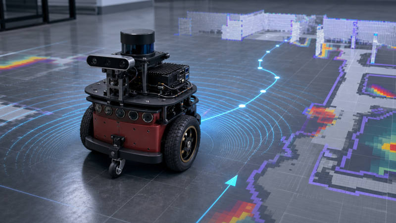 Concept visualization of a Pioneer research robot using SLAM and Nav2